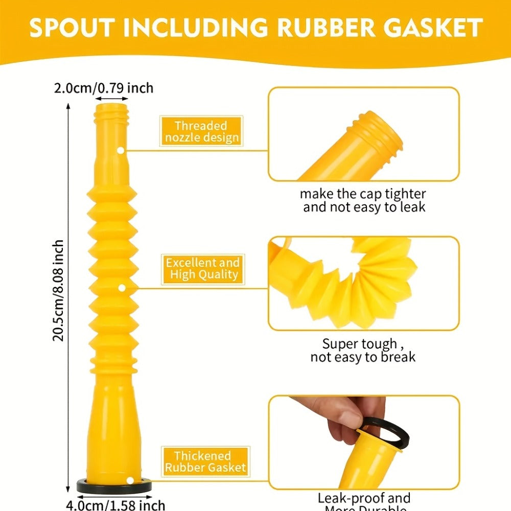 Gas Can Spout Replacement Kit 31Pcs – 8.1" Nozzle for 1/2/5/10 Gal Oil Cans, Vent Caps, Rubber Pad, Spout Cover & Base Caps Included