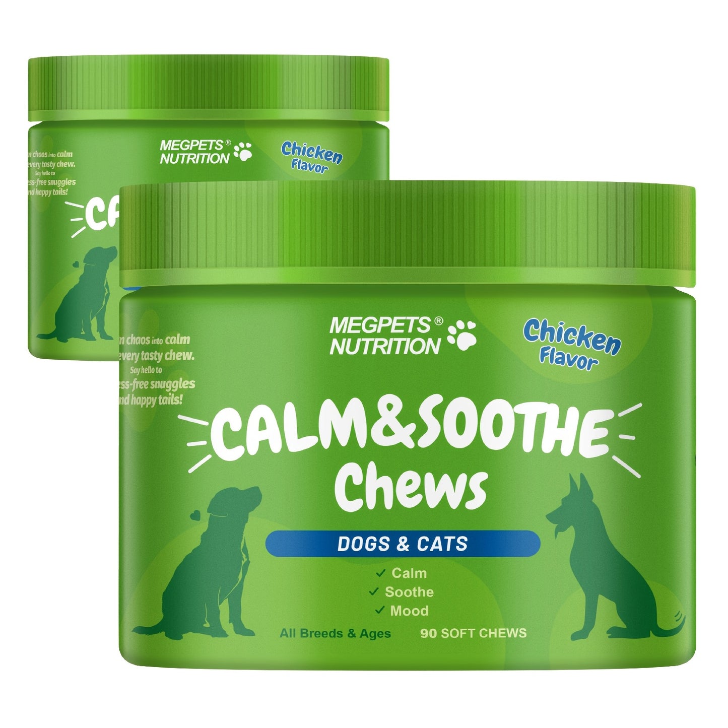 Calming Chews for Dogs & Cats 90ct – Natural Herbal Anxiety & Stress Relief Supplement for Separation, Thunder, Fireworks & Barking