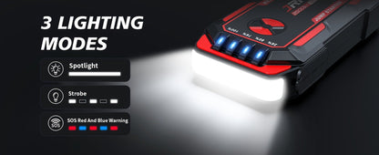2500A Peak Car Jump Starter Portable – 12V Battery Booster Pack with USB-A & USB-C Ports, LED Flashlight, 10000mAh Power Bank