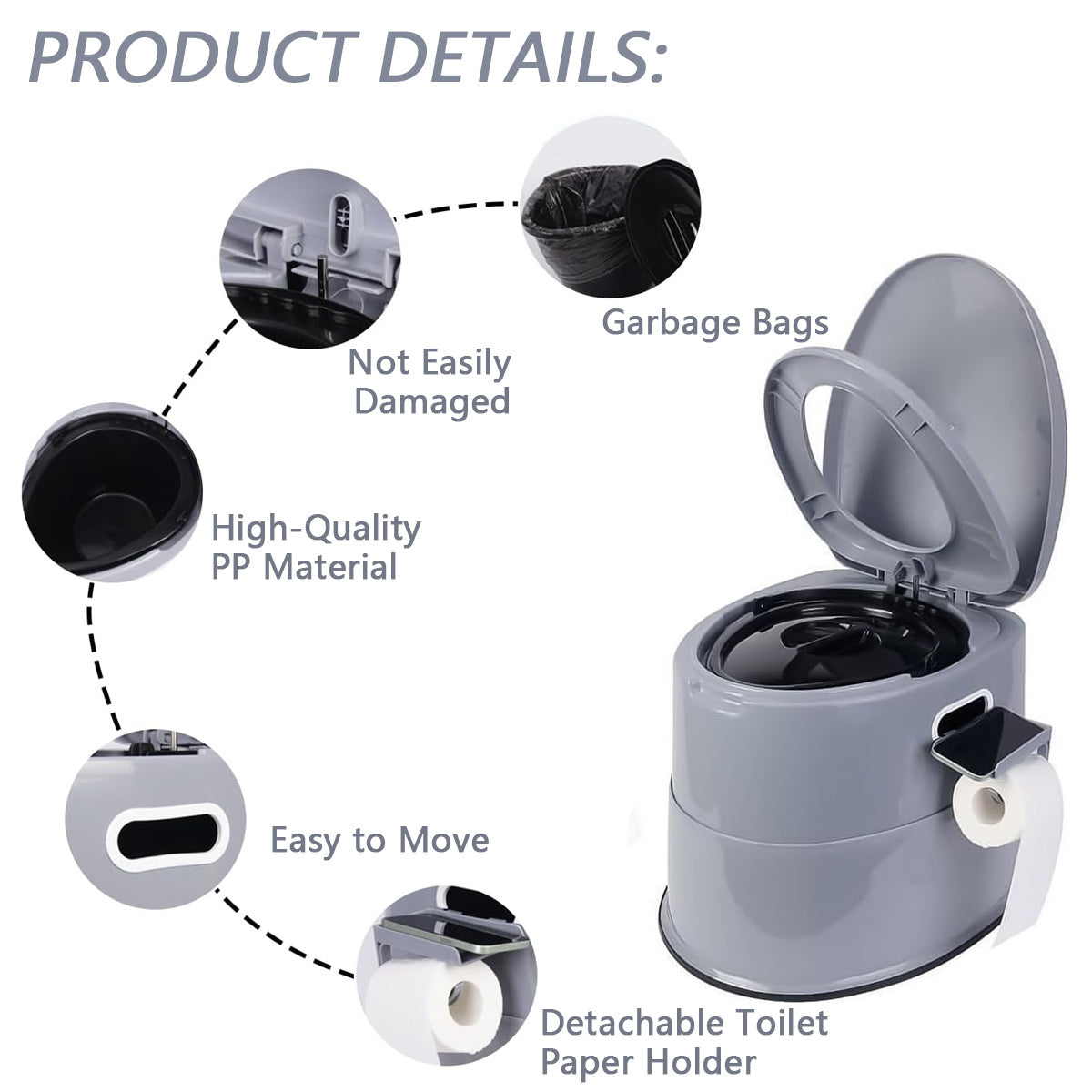 Portable Camping Toilet for Adults Extra Large Tall Spacious with Lid Hygienic Outdoor Travel Toilet for Car Hiking Beach Camping Fishing