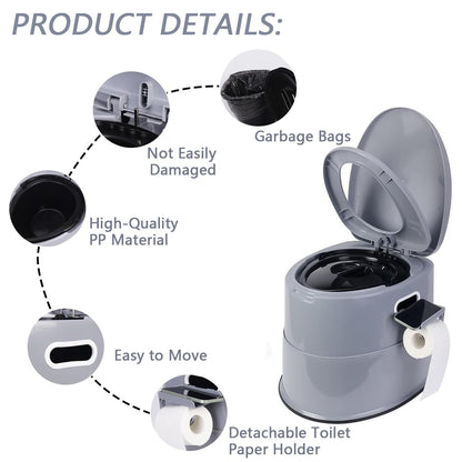 Portable Camping Toilet for Adults Extra Large Tall Spacious with Lid Hygienic Outdoor Travel Toilet for Car Hiking Beach Camping Fishing
