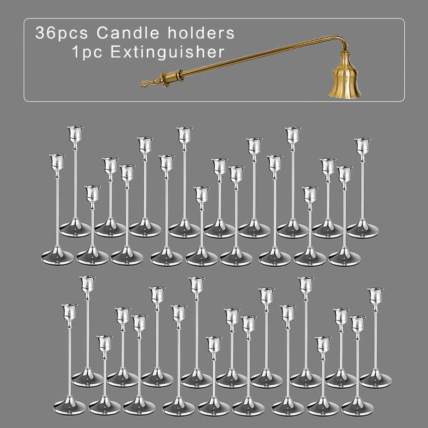 Copper Plated Candlestick Holders Bulk Set for Entryways, Bedrooms and Living Spaces, with the Listed Configuration