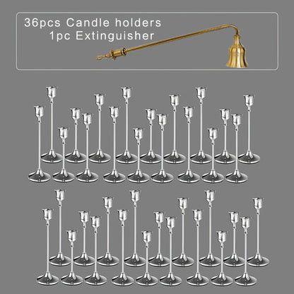 Copper Plated Candlestick Holders Bulk Set for Entryways, Bedrooms and Living Spaces, with the Listed Configuration