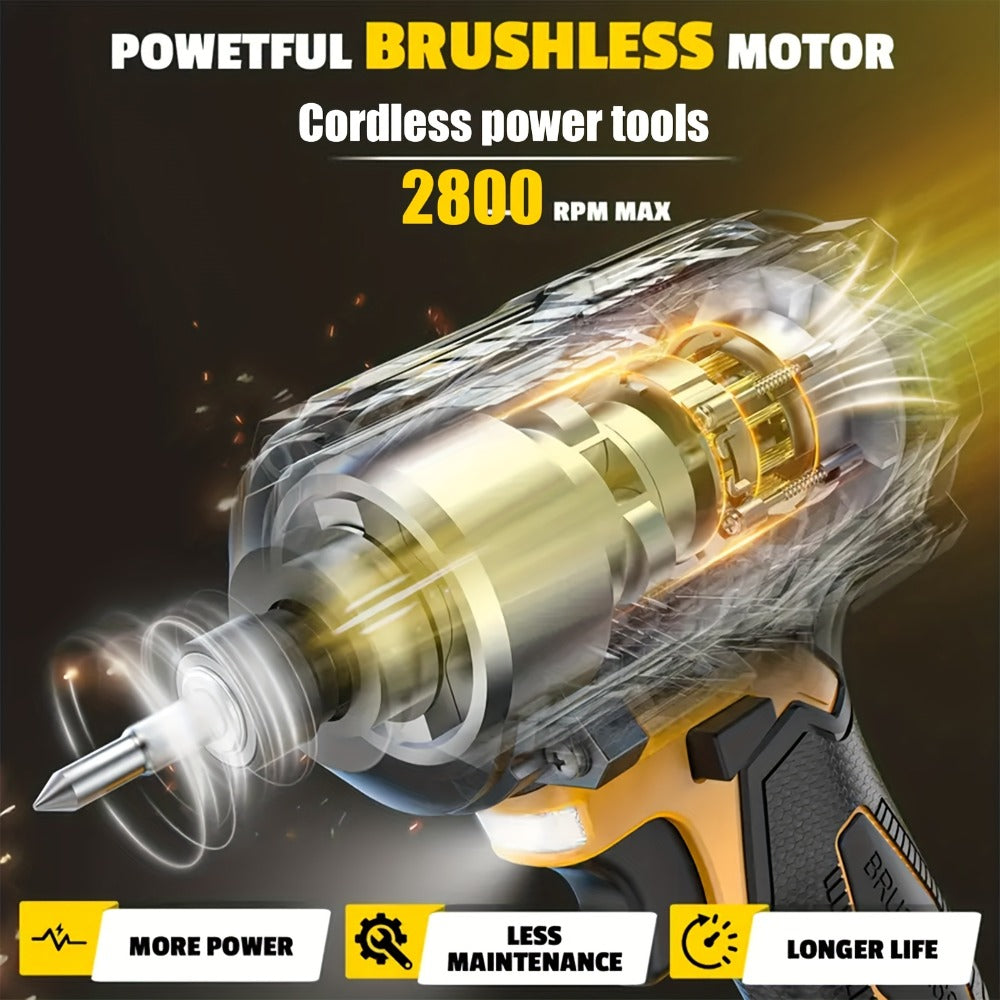 Cordless Power Tool Combo Kit for Dewalt 20V Battery - Impact Wrench 1500Nm, Brushless Drill & Screwdriver Set for Home & Construction
