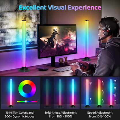 TV Backlight LED Strip 2 Pack RGB IC 16 Million Colors Music Sync App Control – 8 Dynamic Modes for Home, Desk and Accent Lighting