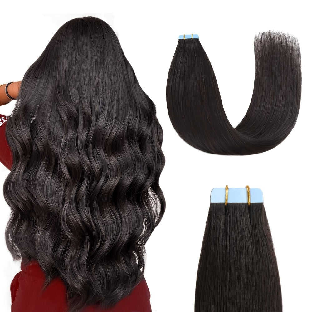 Tape In Hair Extensions Human Hair Straight Natural Black 1B Seamless Skin Weft 10pcs 30g 16 20 22 24 Inch Invisible Blend for Volume
