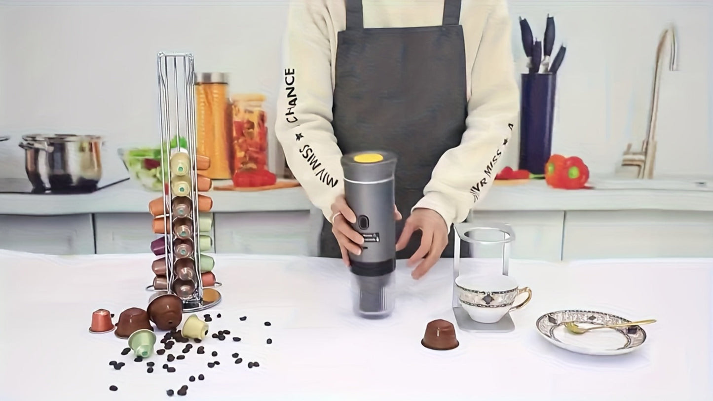 Portable Capsule Coffee Machine USB Rechargeable One-Touch Brewing Compact Espresso Maker for Bath Time, Home Spa and Personal Care
