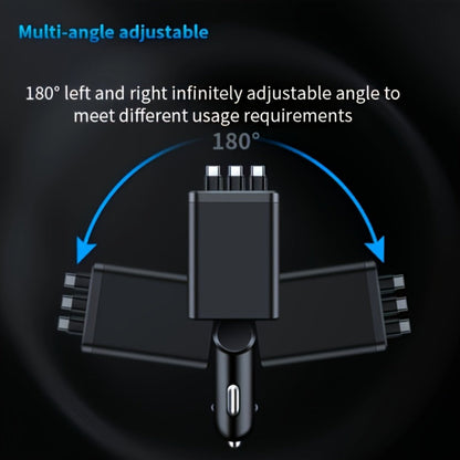 Car Charger 7-in-1 Fast Charging Hub – 3 Retractable Cables, 180° Adjustable, LED Display, USB Multi-Port for iPhone Android