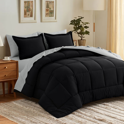 7 Piece Comforter Set Luxury Soft Fluffy Bedding All Season Bed in a Bag with Comforter Fitted Sheet Flat Sheet Pillowcases Hypoallergenic