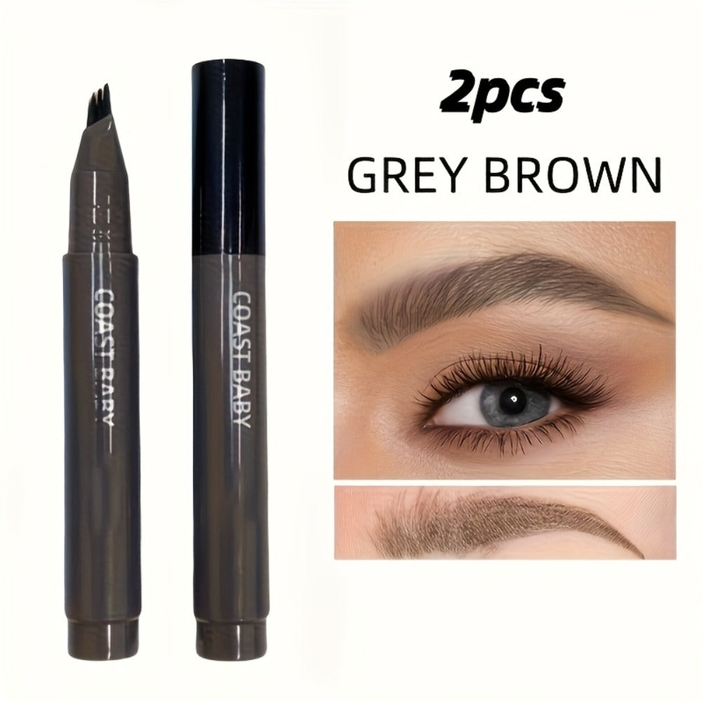 Two-Pack Multi-Fork Tip Eyebrow Pens with Capped Bodies, Approx. 11.3 cm Length and Four Color Label Options