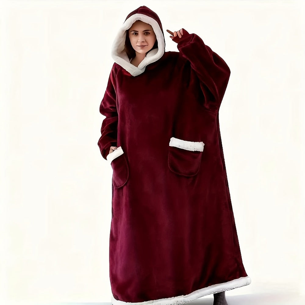 Wearable Blanket Hoodie with Hood, Sleeves, Front Pocket and Eleven Standard, Short or Oversized Styles