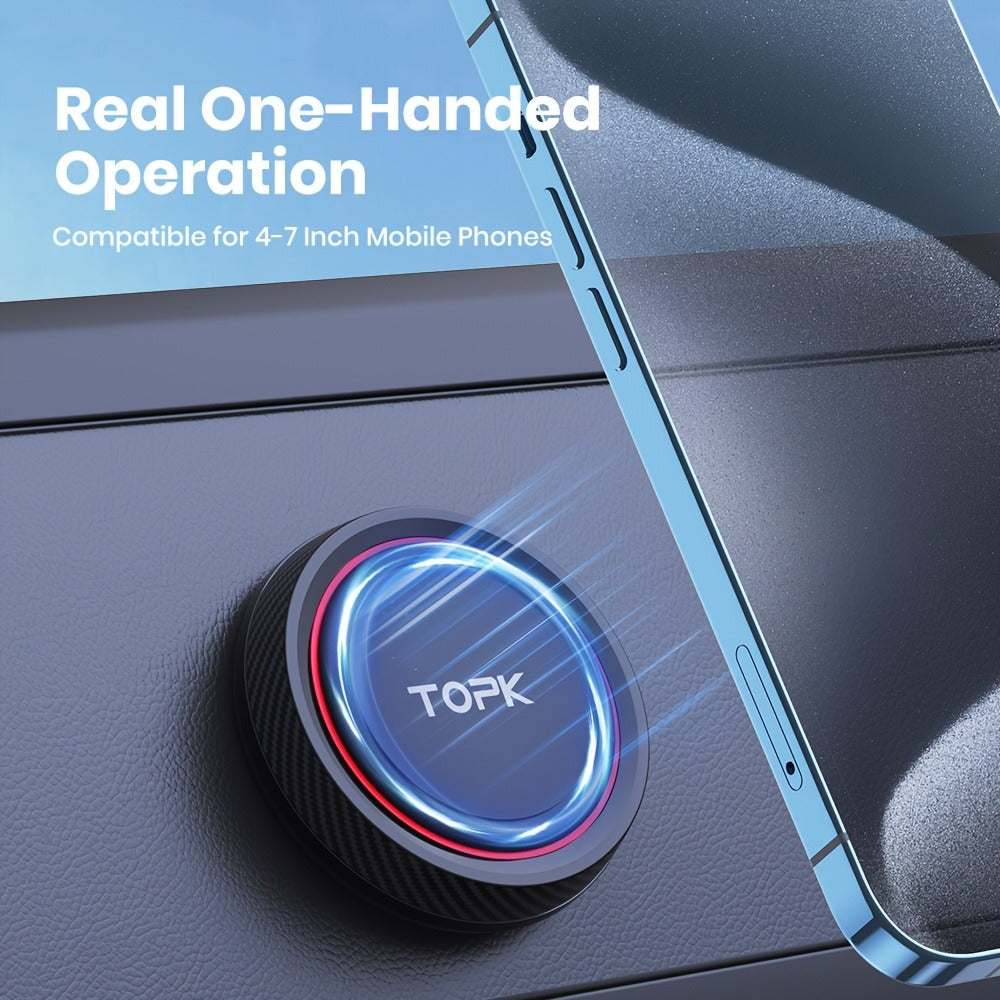 Two-Pack Magnetic Car Phone Mount with Round 4.6cm Heads, Short Bodies and Black Adhesive Dashboard Bases