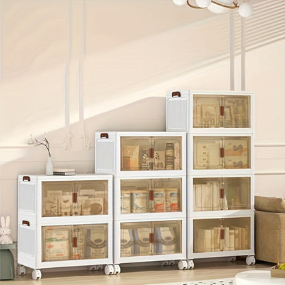 Storage Cabinet Collapsible Modular Locker with Magnetic Doors, Wheels and One to Five Layers