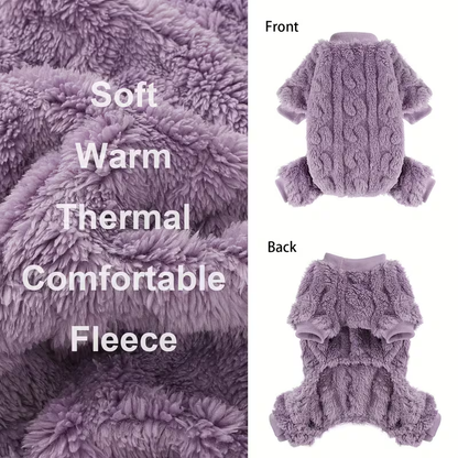 Dog Fleece Jumpsuit 4-Leg Onesie Sweater for Small Dogs & Cats 1-15lbs, Warm Pullover Pet Clothes Fall Winter Pajamas for Chihuahua Yorkie