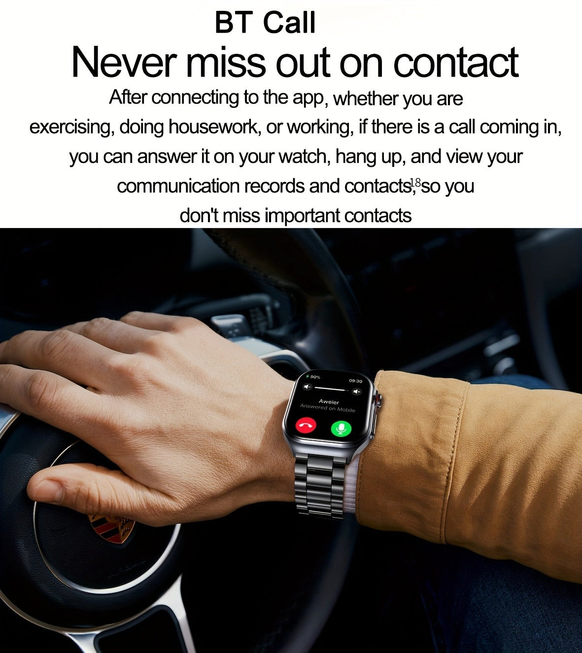 Smart Watch 2.04-Inch AMOLED Display with Bluetooth 5.3 Calling, 530mAh Battery and Six Strap Options