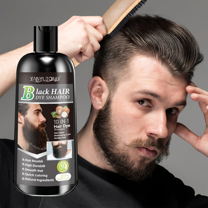 Color Shampoo for Beard & Hair, Natural Plant Dye Formula, Ammonia-Free Quick Gray Coverage