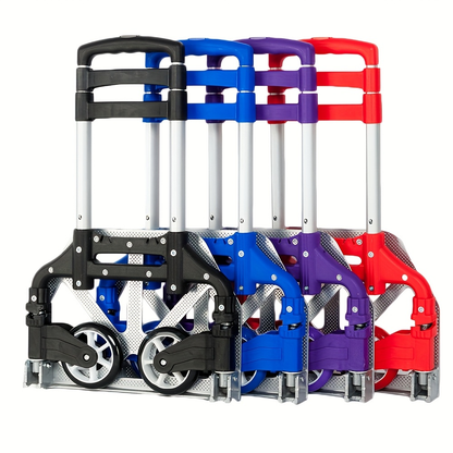 Compact Folding Aluminum Hand Truck with Telescoping Handle, 165 lb Load Label and Four Color Options