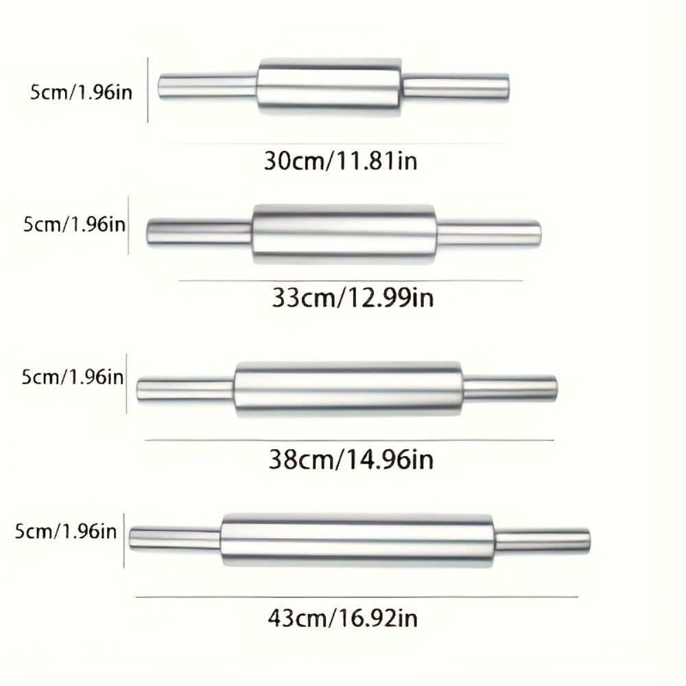 Stainless Steel Rolling Pin, Professional Non-Stick Dough Roller with Non-Slip Grip and Rounded Ends, Easy to Clean Baking Rolling Pin