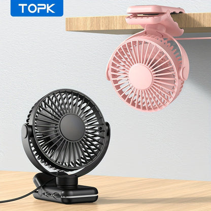 Clip on Fan USB Desk Fan, Brushless Motor Whisper Quiet Portable Mini Fan with Strong Clamp