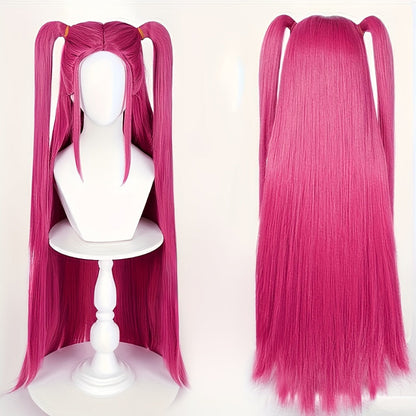 K-Pop Cosplay Wig Long Straight 30 Inch – Korean Idol Costume Hair for Halloween, Anime Convention & K-Drama Character Dress Up, Rose Red