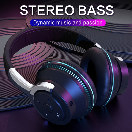 Foldable Wireless Over-Ear Headphones with FM Radio, TF Card, LED Accent Lights, 3.5mm AUX and Four Colors