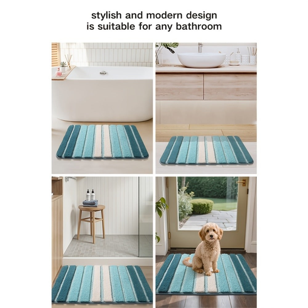 Chenille Bath Rug Non-Slip Absorbent Bathroom Mat – Extra Thick 1850g/㎡ Plush Washable Floor Mat for Bathroom Shower