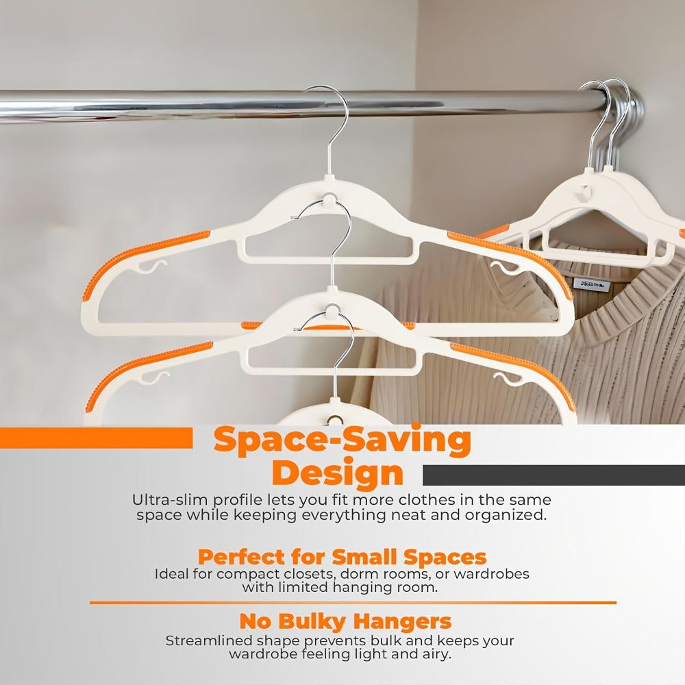 50-Piece Clothes Hanger Set with Eight Clasps, Padded Shoulder Strips and Swivel Hooks in Orange or Grey