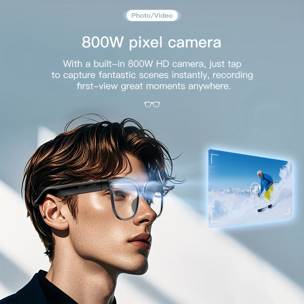 Smart Glasses 8MP Wide-Angle Camera Eyewear with 4K Recording, 4GB Storage and 163-Language Translation