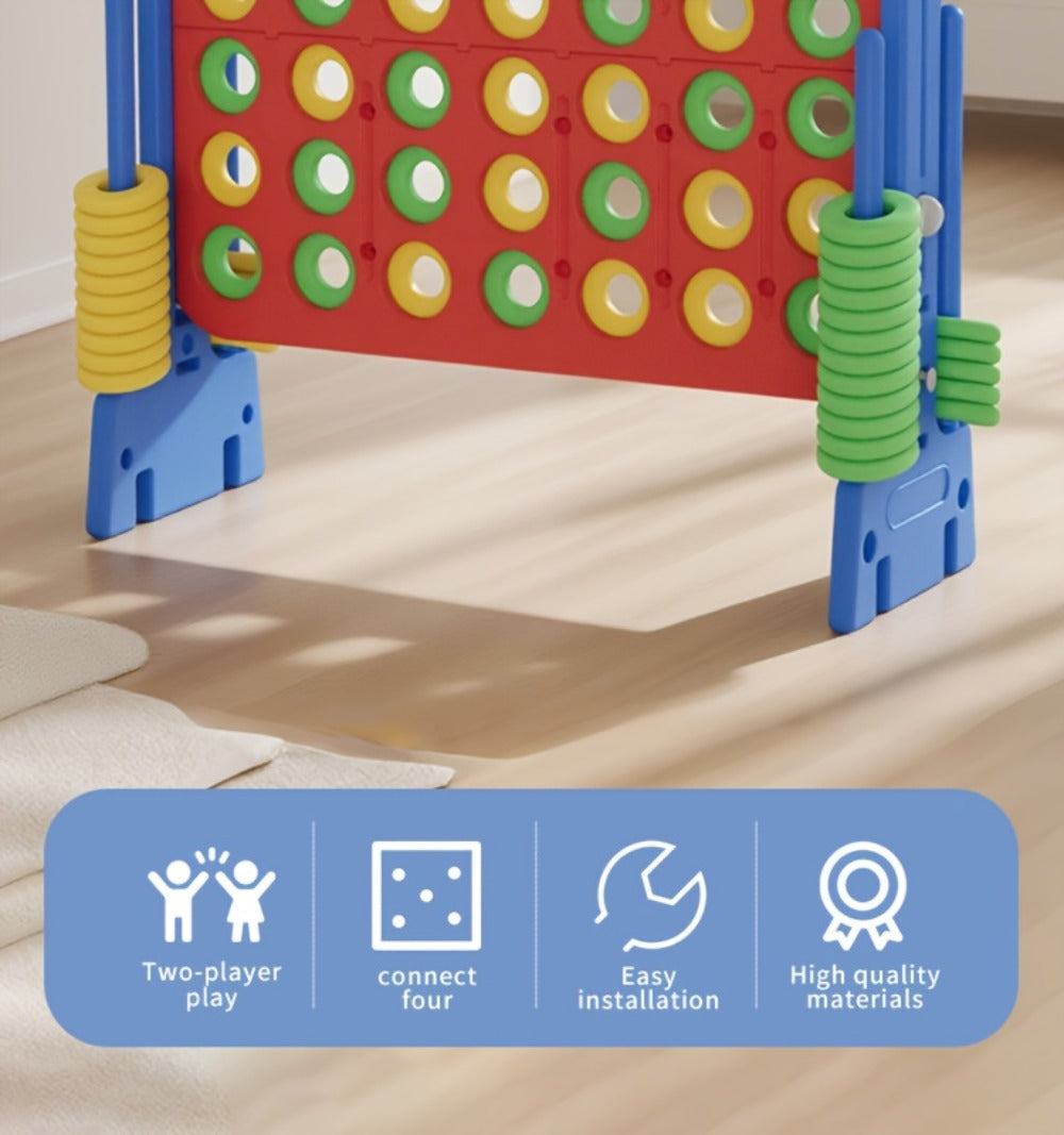 Height Adjustable Giant Connect 4 Game 33-37 Inch, Jumbo 4-in-a-Row Outdoor Yard Game with Quick Release Slider for Teens