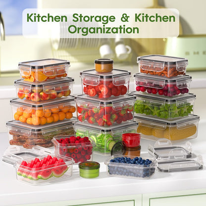 Food Storage Containers 16-, 28- or 48-Piece Pantry Set with Snap-On Lids, Labels and Markers