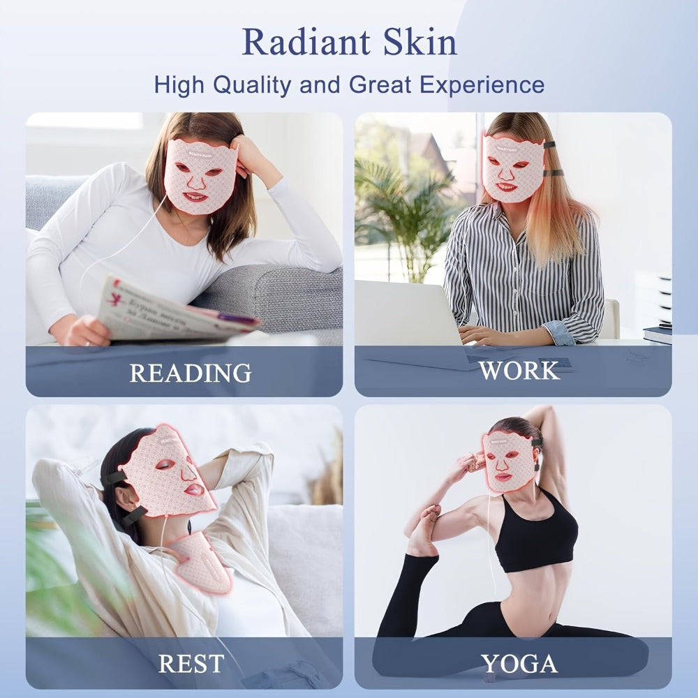 Red Light Therapy Face Mask, 7-in-1 LED Device for Face, Neck & Chest, 95 Beads 650nm & 850nm Dual Wavelength