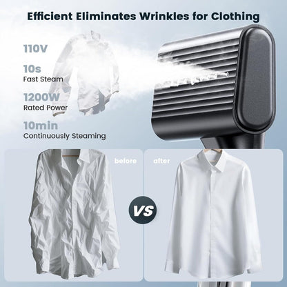 Handheld Garment Steamer for Clothes 1200W Portable 2-in-1 Fabric Steamer 3.38oz Water Tank for Entryways, Bedrooms and Living Spaces