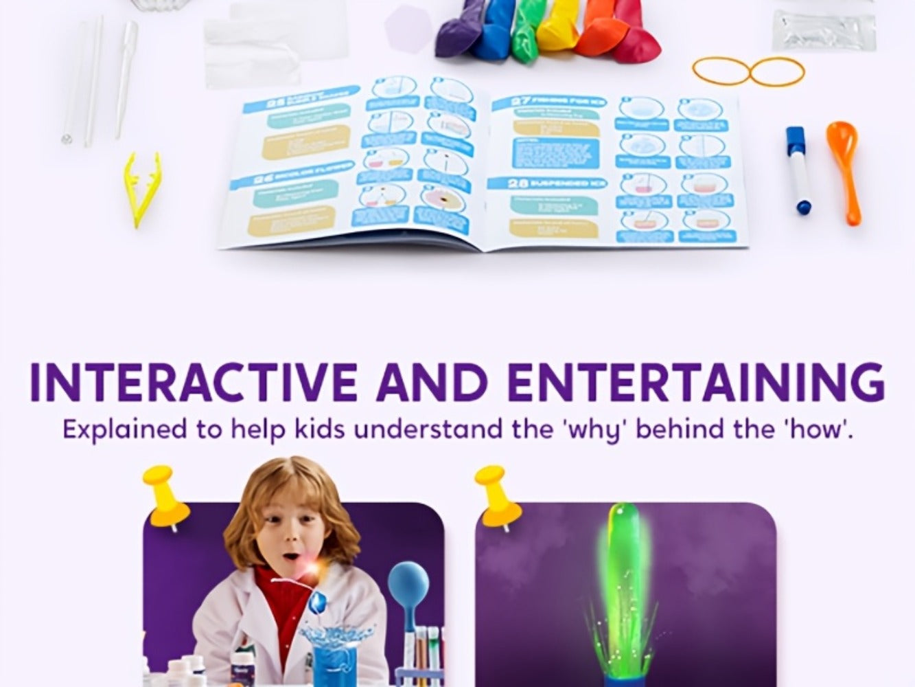 STEM Science Kit for Kids 50+ Experiments, Crystal Tree Growing Kit, Lava Lamp, Volcano Chemistry Set