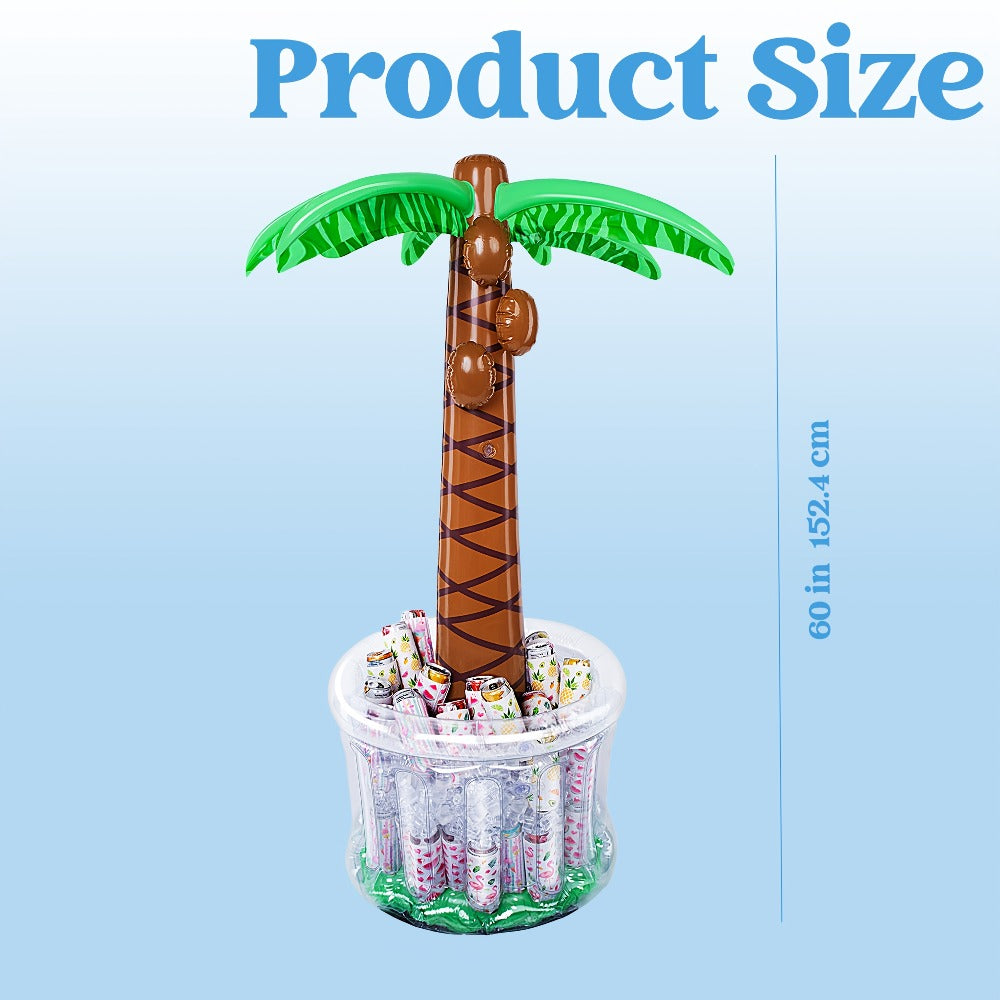 5FT Inflatable Palm Tree Drink Cooler, Tropical Beverage Ice Bucket for Luau Hawaiian Pool Party Decorations