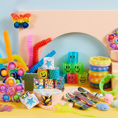 Party Favors Toys 60 Pack, 9 Styles Bulk Fidget Toy Set for Kids, Goodie Bag Fillers, Birthday Party Prizes