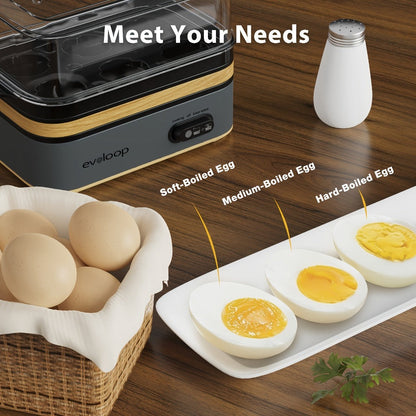 Electric Egg Cooker 6 Egg Rapid Stainless Steel 400W for Hard Boiled Poached Scrambled Eggs for Home Cooking, Dining and Outdoor Meals