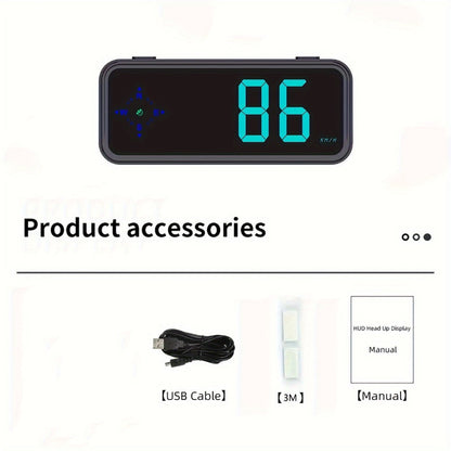 GPS HUD Speedometer Head Up Display – Digital Car Speed Meter Plug & Play, KMH MPH Switch, Multi-Color Display for All Vehicles