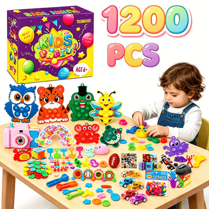 Bulk Party Favor Toys 1000-1200 Pcs, Fidget Toy Pack for Kids, Classroom Prizes, Goodie Bag Fillers