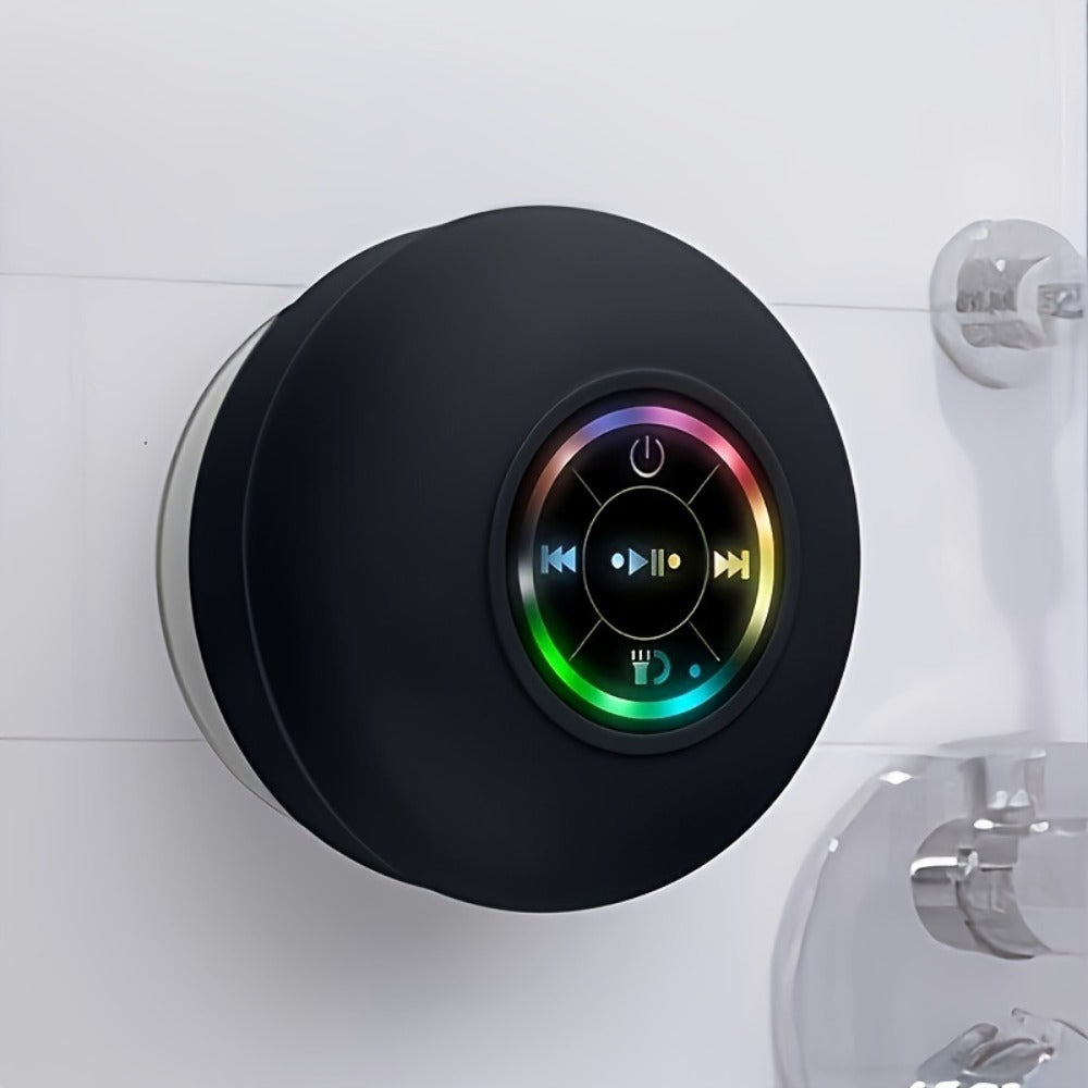 Bathroom Shower Speaker with LED Light, Wireless Bluetooth Speaker, USB Rechargeable 400mAh Battery
