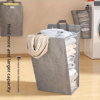 Wall Mounted Laundry Hamper Foldable Oxford Cloth with Lid | Space Saving Clothes Storage Basket for Bedroom Bathroom Living Room | Large