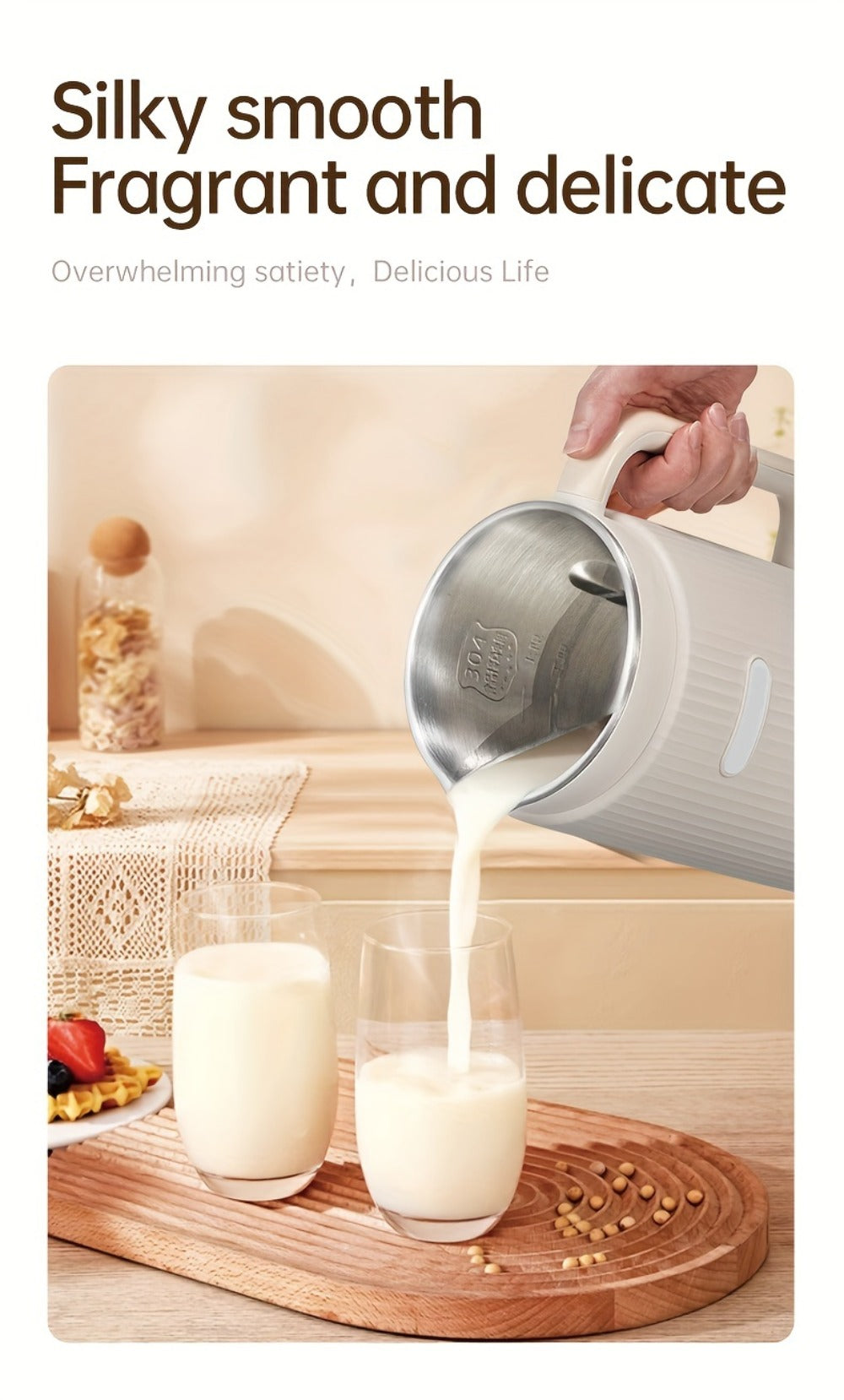 8-in-1 Nut Milk Maker 35oz 8-Blade - Almond Oat Soy Coconut Plant-Based Milk Machine for Entryways, Bedrooms and Living Spaces