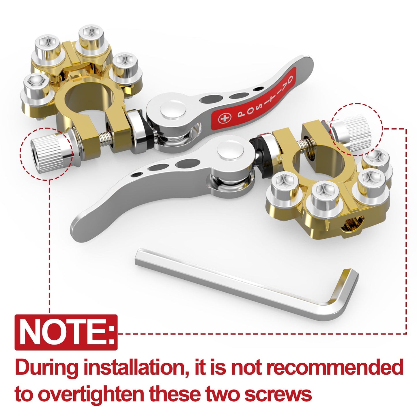 Four-Piece SAE/JIS A-Type Battery Terminal Connector Set with Positive and Negative Quick-Release Clamps