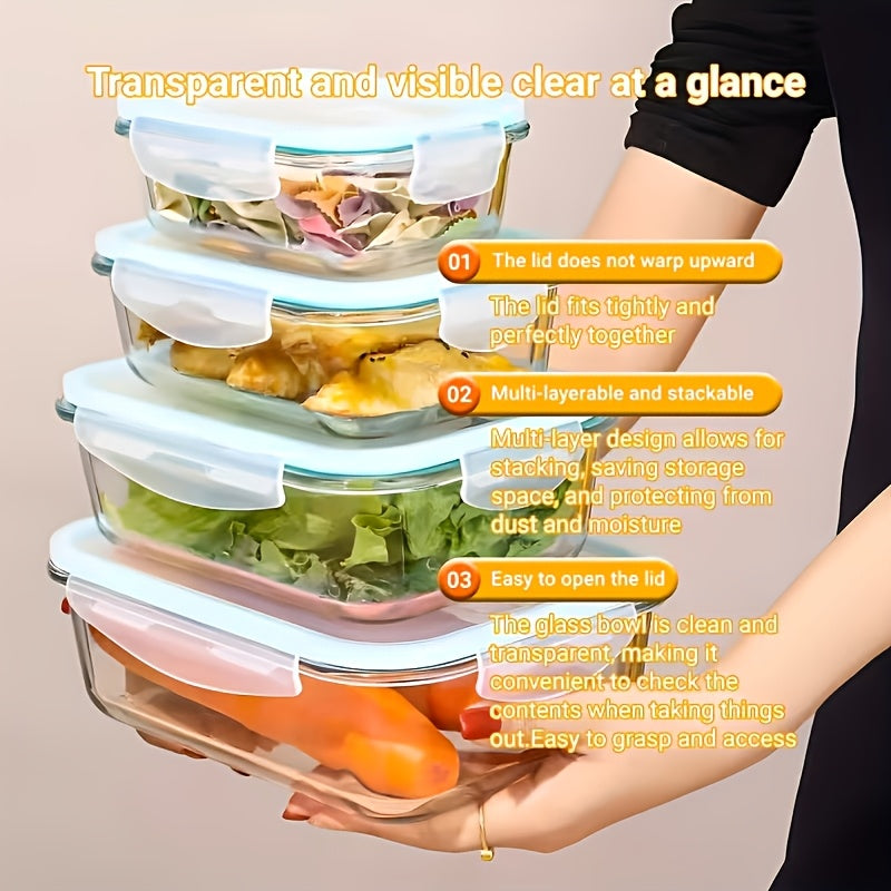 Food Storage Containers 16-Piece Glass Set with Green Lids in Standard or Large Size for Kitchen Organization