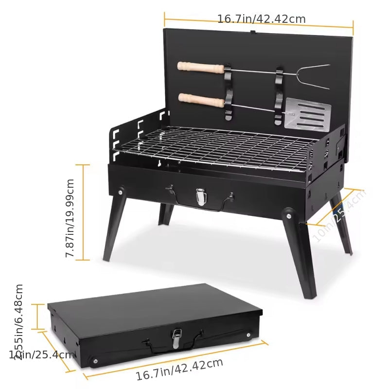 Portable Charcoal BBQ Grill Foldable – Lightweight Compact Outdoor Smoker Grill for Camping, Picnics, Hiking & Backyard Barbecue