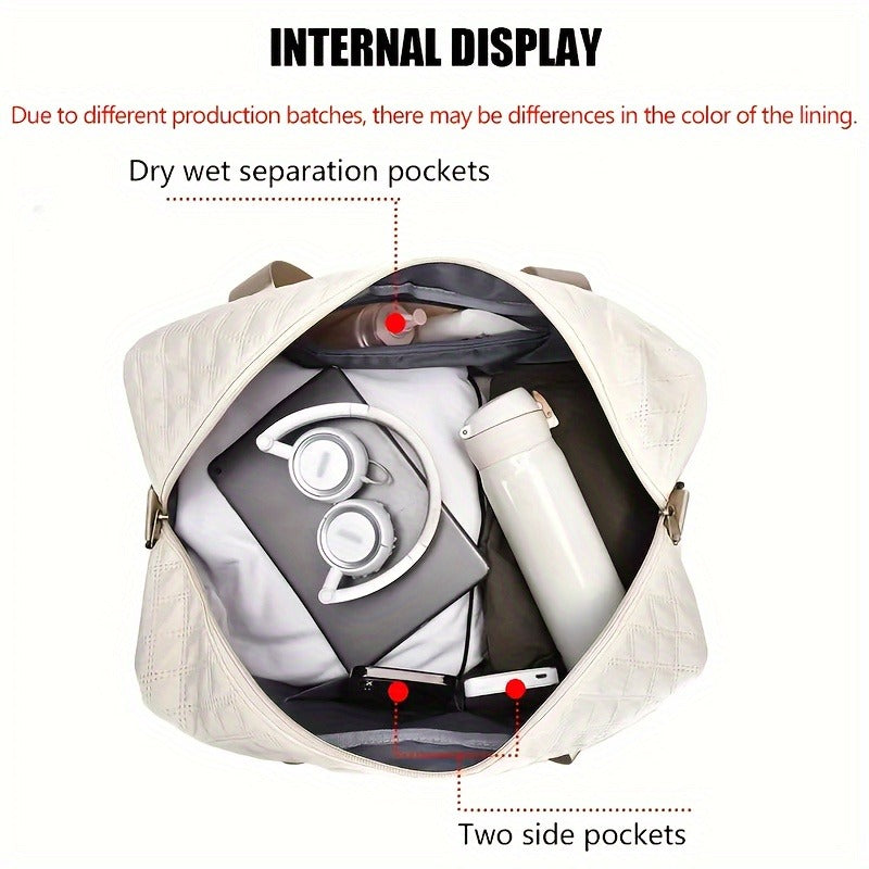 Sports Duffel Bag with Dry Wet Separation – Large Capacity Gym Travel Bag, Double-Sided Compartments, Shoulder & Crossbody Carry