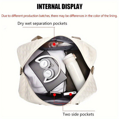 Sports Duffel Bag with Dry Wet Separation – Large Capacity Gym Travel Bag, Double-Sided Compartments, Shoulder & Crossbody Carry