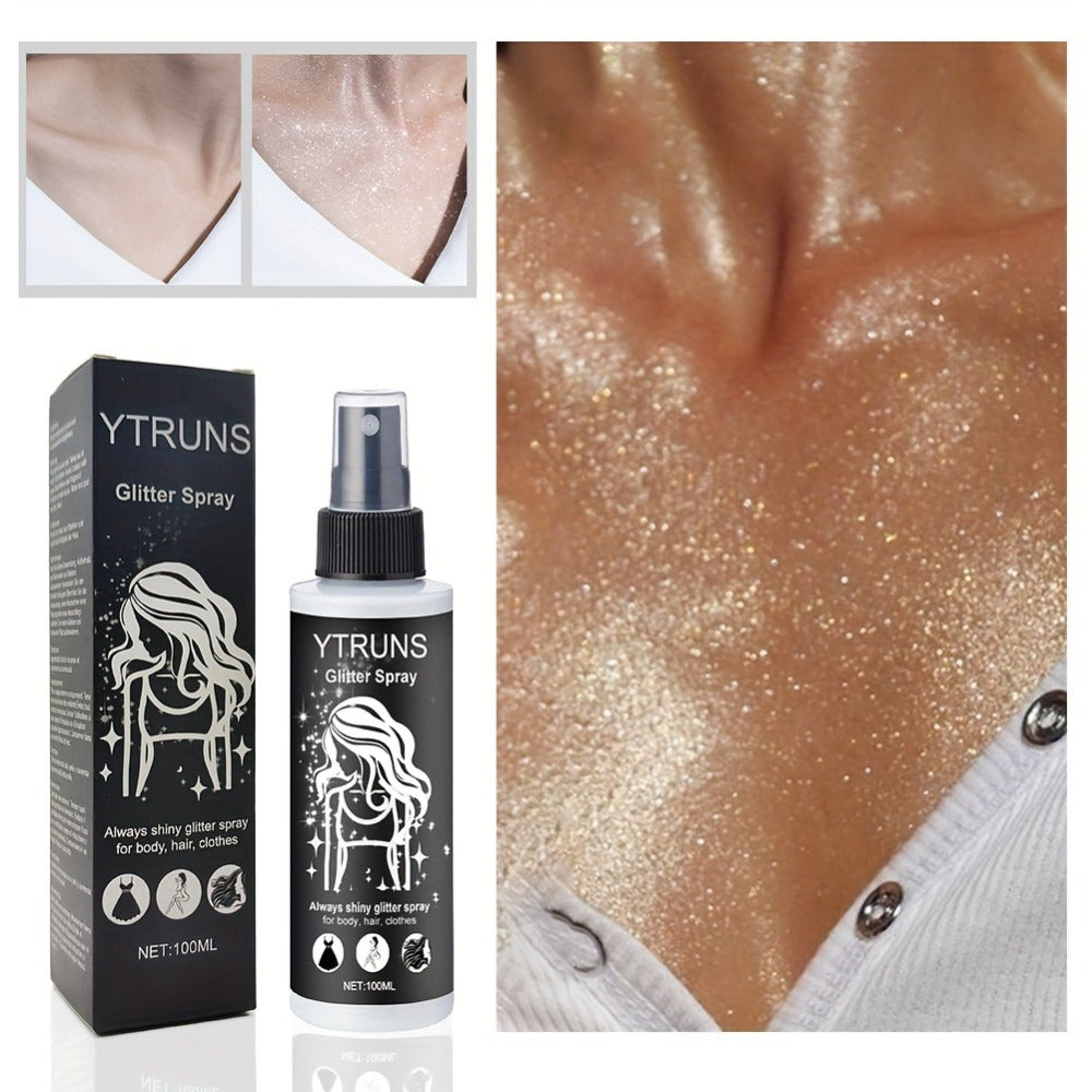Body Shimmer Spray for Women – Star-Shaped Glitter Sparkle Mist 100ml Hydrating Formula for Body Hair & Clothes