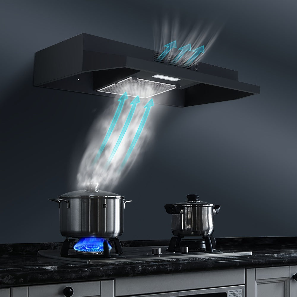 Range Hood 30 Inch Under Cabinet, Ducted & Ductless Convertible Kitchen Vent Hood with LED Light & 2-Speed Exhaust Fan