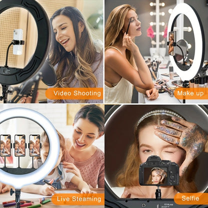 10- or 18-Inch Ring Light with Cable Power, Adjustable Brightness and Desktop or Floor Stand Options