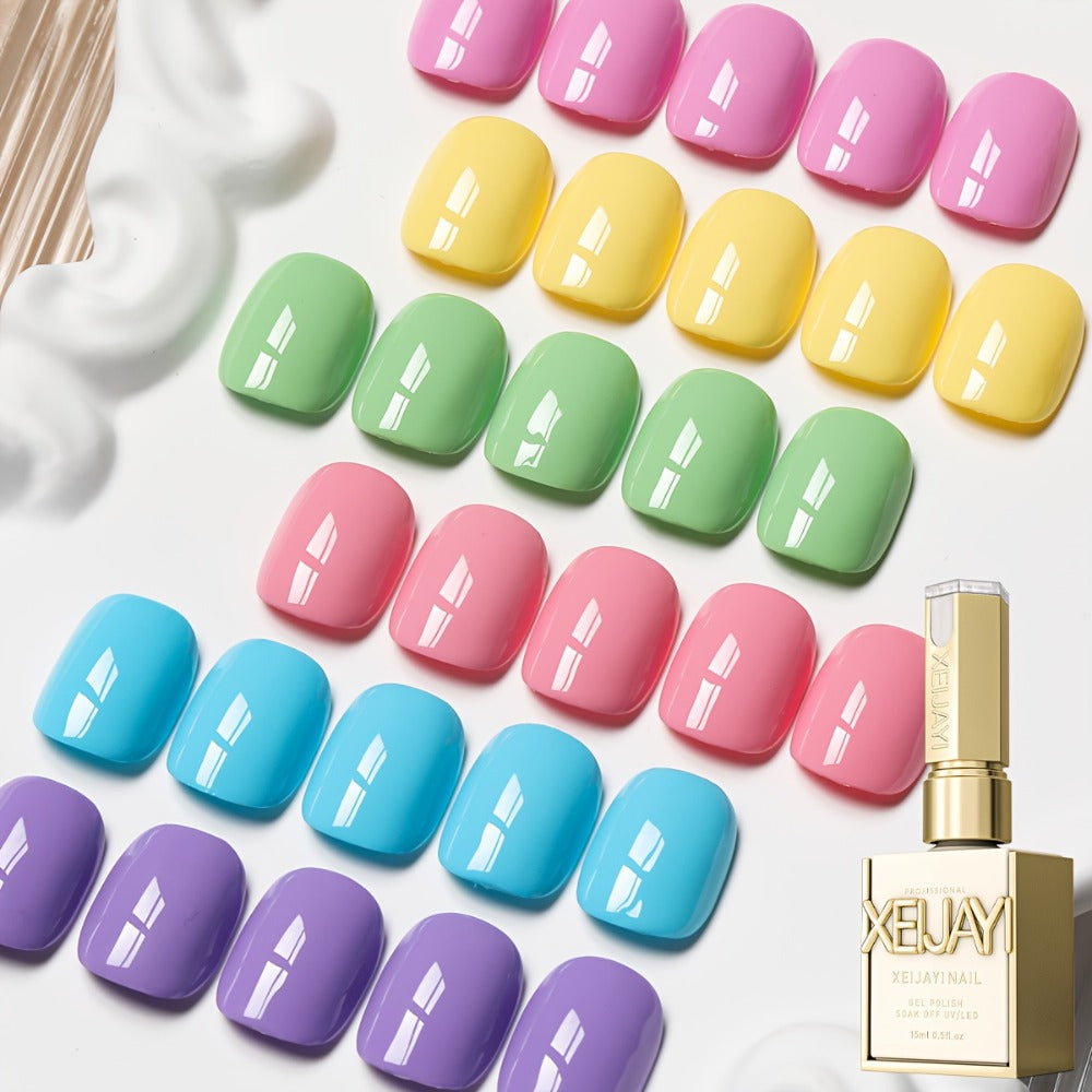 Gel Nail Polish Set with XEIJAYI Label, 6 Sweetheart Candy Gel Colors in Shades 118 to 123